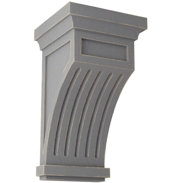 Ekena Millwork 5 1/2"W x 5 1/2"D x 10"H Fluted Wood Vintage Decor Corbel, Pebble Grey CORWD05X05X10FLPG - main